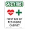 Signmission Safety Sign, OSHA SAFETY FIRST, 5" Height, First Aid Kit AED, Portrait OS-SF-D-35-V-11121 - alternate 1